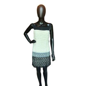 White/Black/Grey Lace Layers Short Dress - BEHNAZ SARAFPOUR
